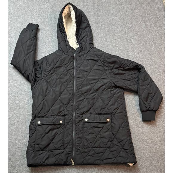 EVANS Quilted Black Jacket - Sherpa Lined - Warm - Women's Plus Size 20 - Picture 1 of 9